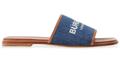 burberry blue slides|Burberry denim slides.